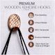 Wooden Brown White Adhesive Hanging Hook
